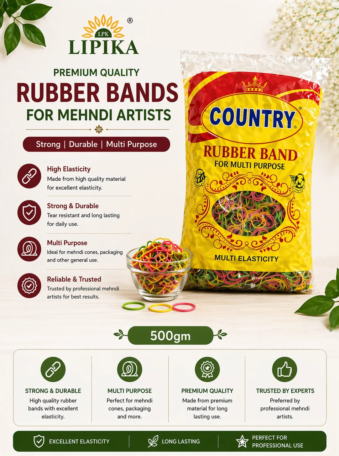 Premium Rubber for cone Making Bands (500gm)